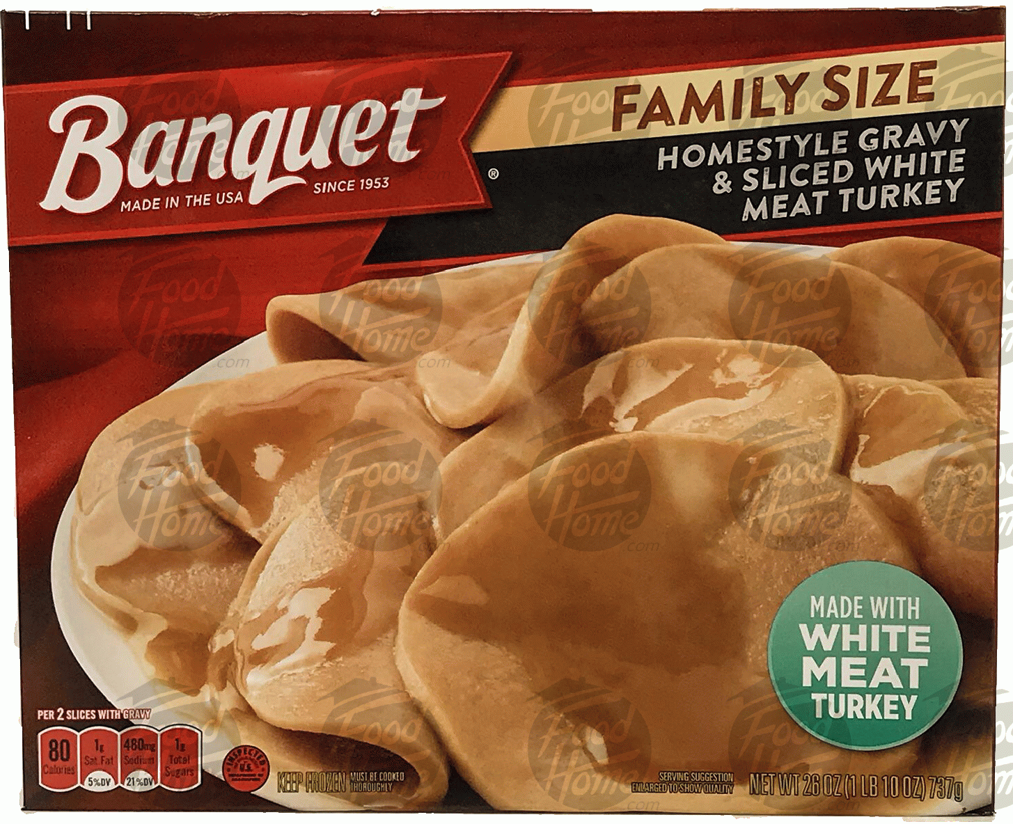 Banquet Family Size homestyle gravy & sliced white meat turkey Full-Size Picture